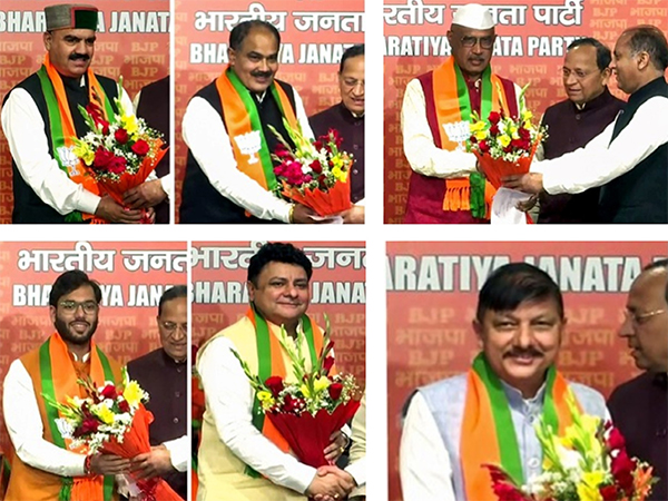 Six rebel MLAs of Himachal Pradesh after joining BJP (File Photo/ANI)