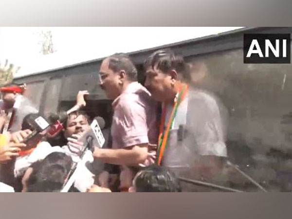 Delhi BJP President Virendraa Sachdeva being detained (Photo/ANI)