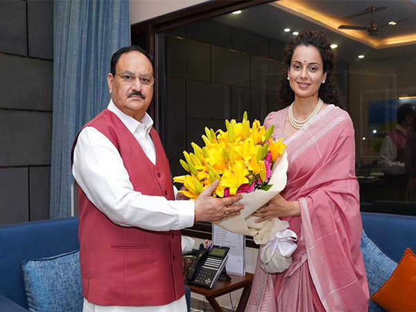 BJP National President JP Nadda with Kangana Ranaut (Photo/ANI)