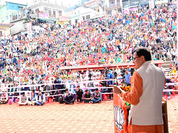 Uttarakhand CM Dhami holds rally in Pauri Garhwal (Photo/ ANI)