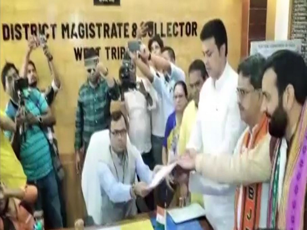 BJP West Tripura candidate Biplab Kumar Deb files his nomination papers on Wednesday. (Photo/ANI) 