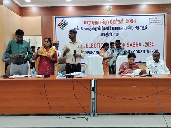 Visuals from nomination review meeting for Kanchipuram Lok Sabha constituency. (Photo/ANI)