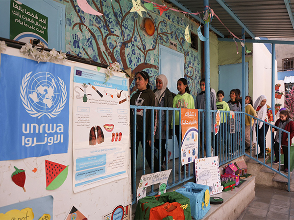 Students walk together at a school run by UNRWA inside Mar Elias Palestinian refugee camp in Beirut (Photo/Reuters)