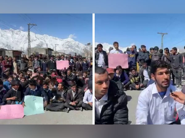 Visuals of the sit-in protest carried out by students in PoK (Photo/ANI)