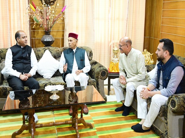 Himachal Pradesh Leader of Opposition Jairam Thakur at Prem Kumar Dhumal's place (Photo credit/ X@jairamthakurbjp)