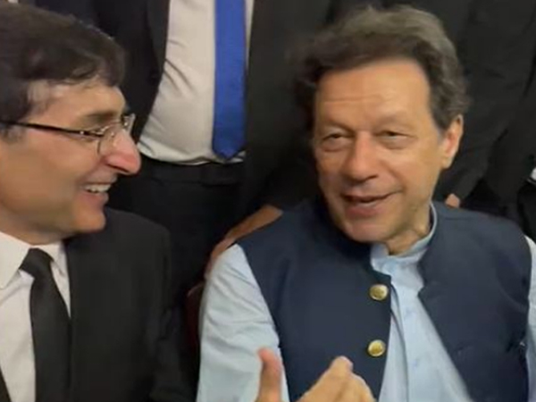 PTI Chairman Barrister Gohar Ali Khan with Imran Khan(Photo/X@BarristerGohar)