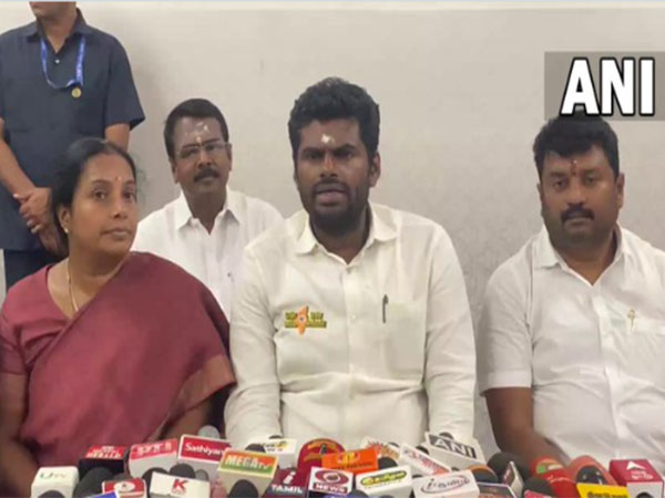 Tamil Nadu BJP chief K Annamalai talking to media in Coimbatore (Photo/ANI)