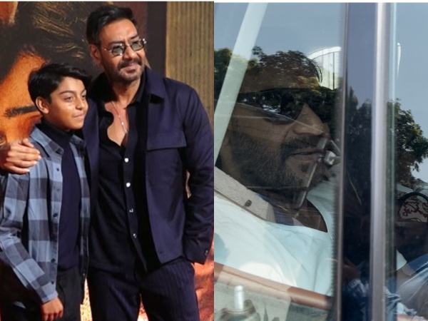 Ajay Devgn with his son (Image source: ANI)