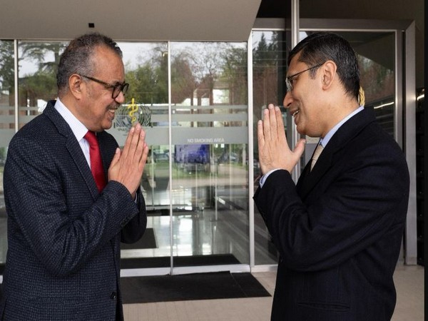 WHO Chief Tedros Adhanom Ghebreyesus and India's envoy in Geneva. (Photo: X//@IndiaUNGeneva)