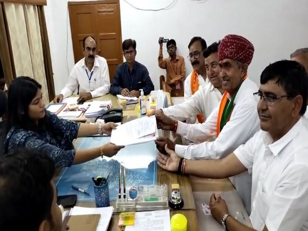 Rajasthan BJP leader Lumbaram Choudhary files nomination from Jalore. (Photo/ANI)