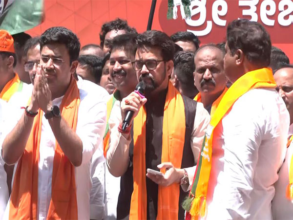 Union Minister Anurag Thakur and BJP MP Tejasvi Surya (Image/ANI)