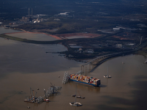 View of the Dali cargo vessel which crashed into the Francis Scott Key Bridge causing it to collapse in Baltimore, Maryland (Photo/Reuters)