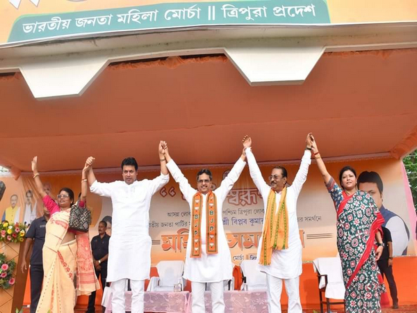 Tripura Chief Minister Prof. Manik Saha with other BJP leaders. (Photo/ANI)