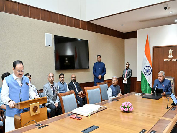 BJP chief JP Nadda takes oath as Rajya Sabha member. (Photo/VPIndia)