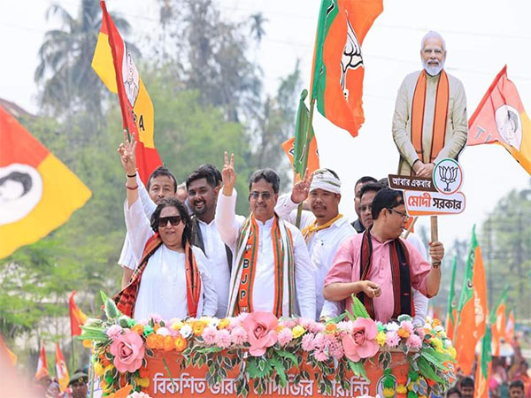 Tripura CM Manik Saha in a rally (Photo/ANI)
