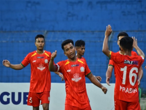 TRAU FC celebrate after beating Real Kashmir FC (Image: I-League/AIFF media) 
