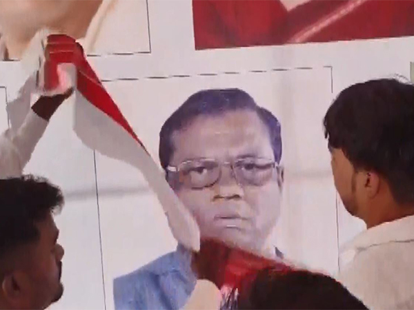 Poster with the picture of Faggan Singh Kulaste (Photo/ANI)