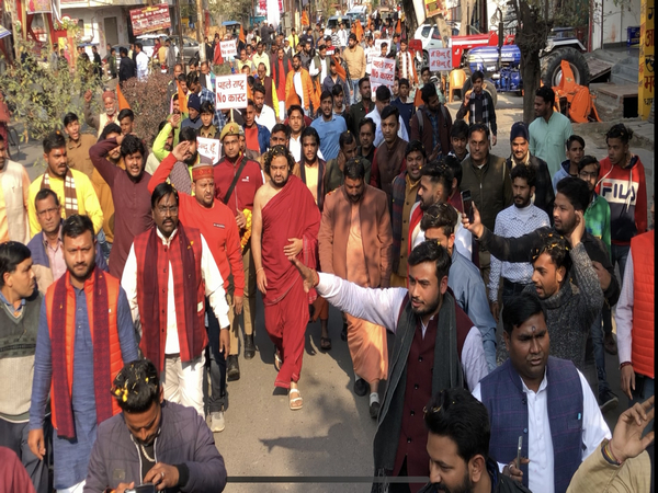 Swami Dipankar on his Bhiksha Yatra (Photo/ANI)