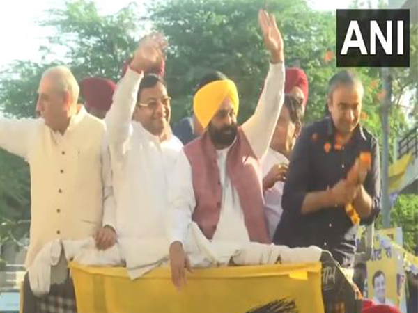 Punjab CM Bhagwant Mann hold a roadshow in Kurukshetra. (Photo/ANI)