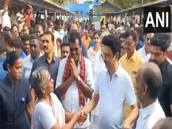 Tamil Nadu CM MK Stalin campaigns at vegetable market in Theni (Photo/ANI)