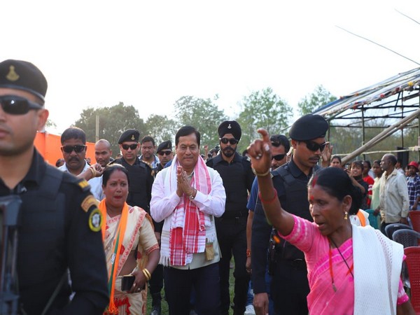 Union Minister Sarbananda Sonowal during polls campaign in . (Photo/ANI) 