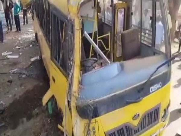 Mahendragarh school bus accident site visual (Photo/ANI)