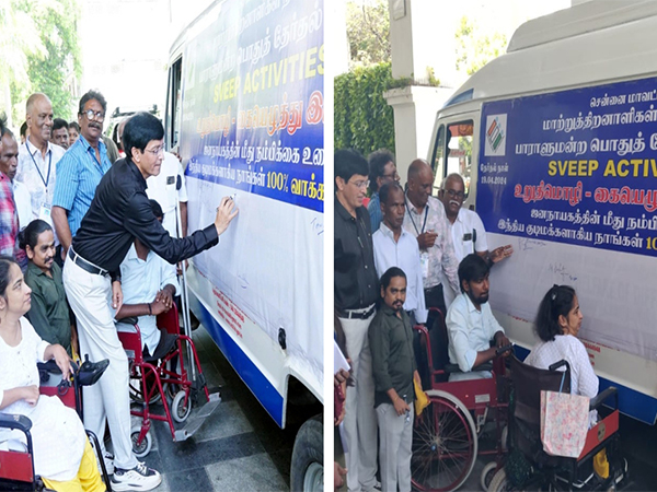 Dr. J. Radhakrishnan at a signature campaign by the physically challenged to raise election voting awareness (Photo/ANI)