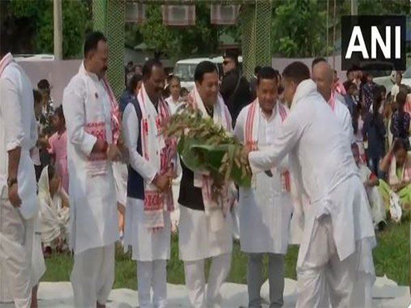 Union Minister Sarbanand Sonowal participates in Bihu celebration (Photo/ANI)