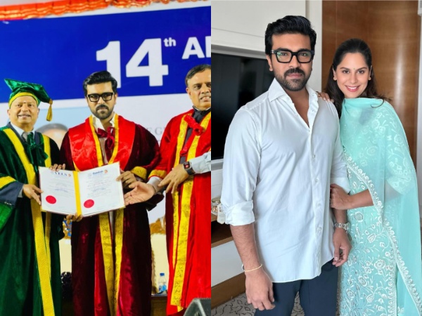 Ram Charan receives honorary doctorate, Ram Charan with his wife (Image source/Instagram)