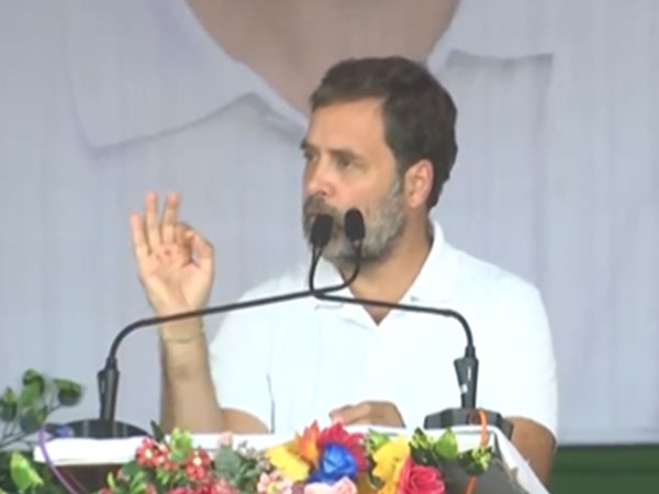 Rahul Gandhi addressing a public meeting in Chhattisgarh (Photo/ANI)
