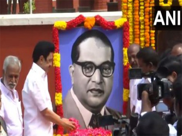 Tamil Nadu Chief Minister MK Stalin pays tribute to Dr BR Ambedkar (Photo/ANI)