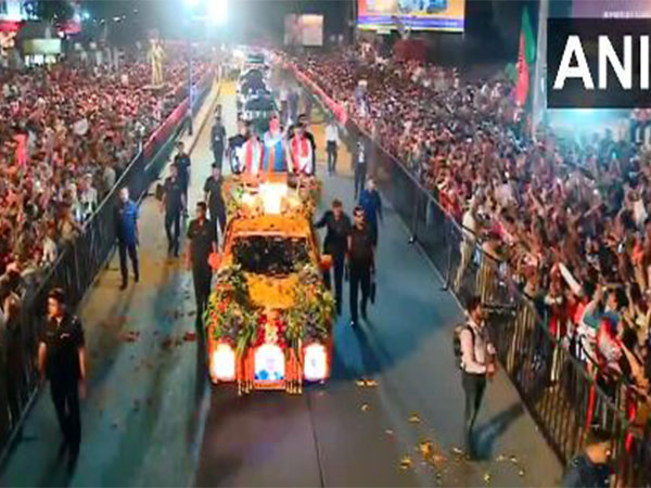 Prime Minister Narendra Modi holds roadshow in Mangaluru, Karnataka. (Photo/ANI)
