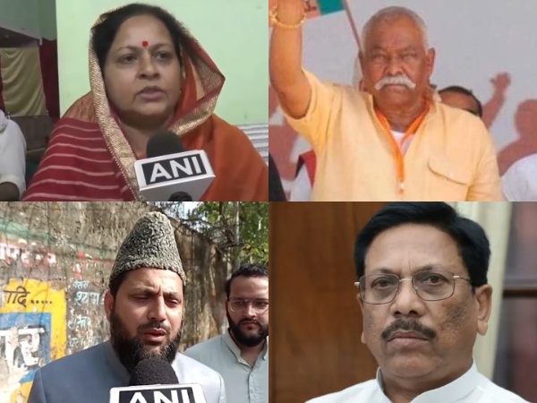 SP candidates Ruchi Vira, Mohibullah Nadvi and BJP candidates Kunwar Sarvesh Kumar Singh and Ghanshyam Lodhi. (Photo/ANI)