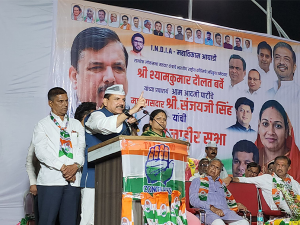 AAP leader and MP Sanjay Singh on Tuesday held a public meeting. (Photo: @SanjayAzadSln)