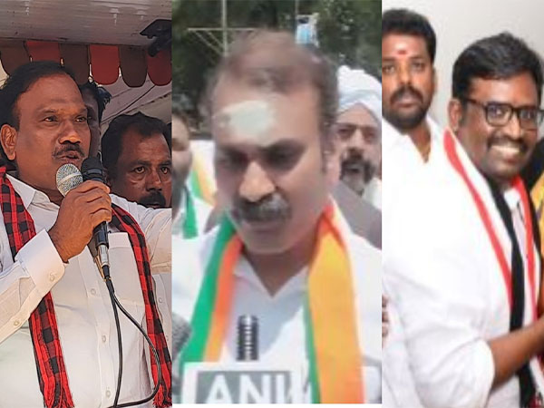 DMK candidate A Raja, BJP's L Murugan and AIADMK's Logesh Tamil Selvan (Photo/ANI, X)