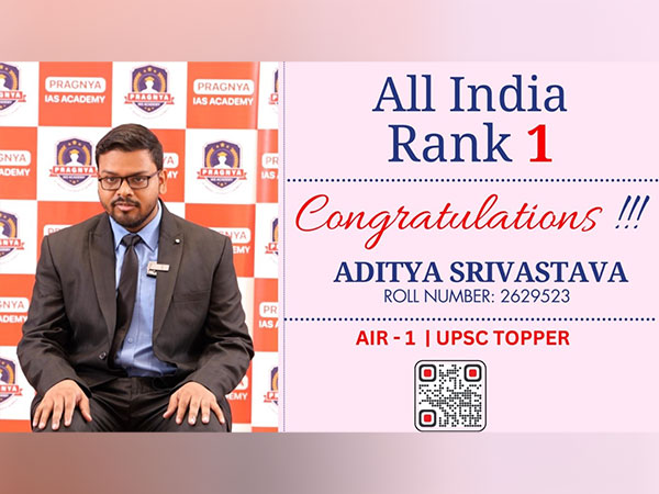AIR 1 UPSC Topper Aditya Srivatsava congratulated by Chairman of Pragnya IAS Academy