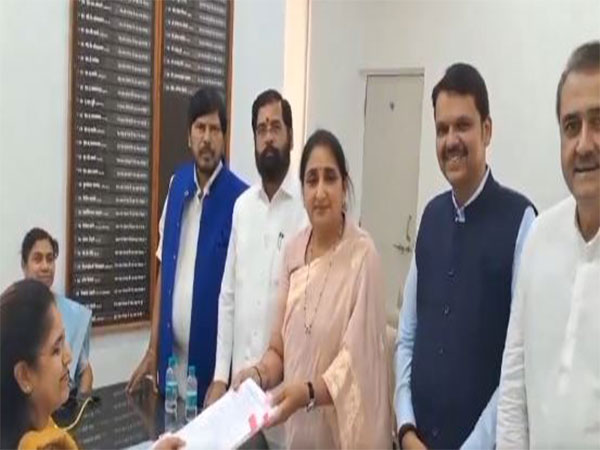 Sunetra Pawar filing her nomination. (Photo/ANI)
