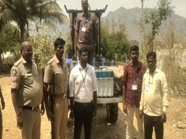 Officials carry EVMs to Alakkattu village, Tamil Nadu (Photo/ANI)