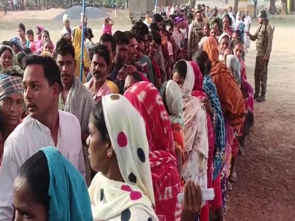 Long queue of voters for polling booth in Narayanpur, Chhattisgarh (Photo/ANI)