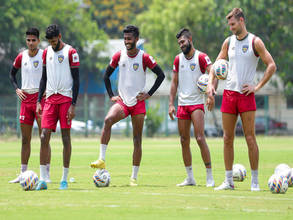 Chennaiyin FC players at practice. (Picture: Chennaiyin FC)