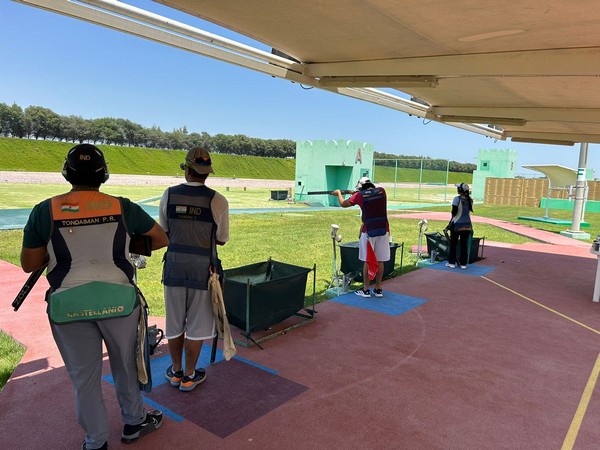 Indian shooters Prithviraj Tondaiman and Zoravar Sandhu training in Doha ahead of Olympic Qualification Championship (Image: NRAI media)