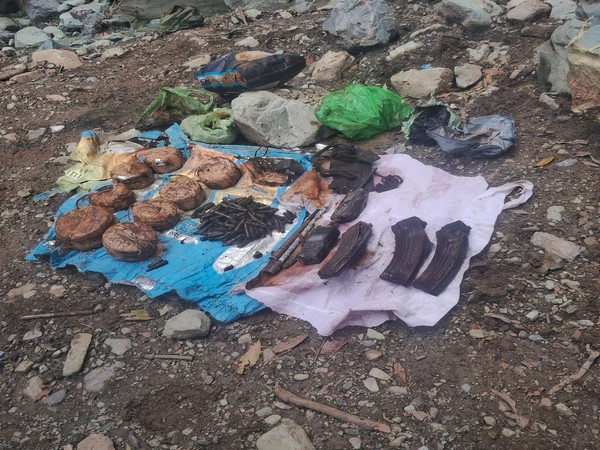 Visual of arms and ammunition recovered by security forces in Jammu and Kashmir (Photo/ANI)