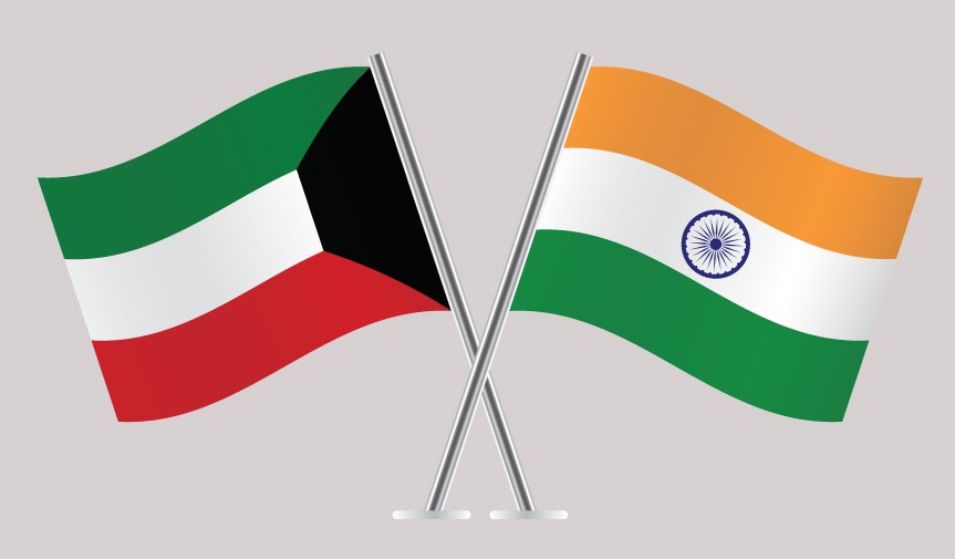 Flags of Kuwait and India (Image Credit: X/@indembkwt)