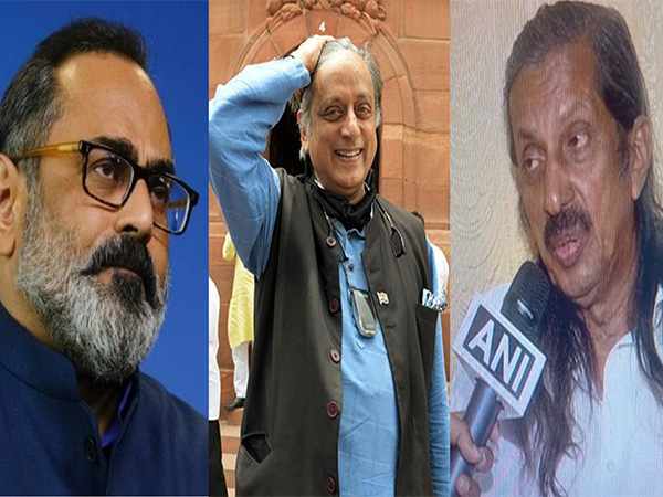 Union MoS Rajeev Chandrashekhar, Congress leader Shashi Tharoor and CPI (M) leader Pannyan Raveendran (Photo: ANI, X)