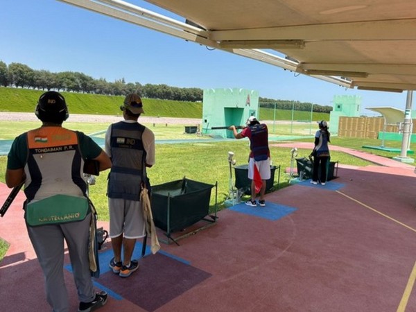 Indian shooters Prithviraj Tondaiman and Zoravar Sandhu training in Doha (Image: NRAI media)