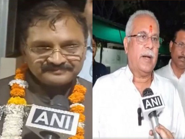BJP MP Santosh Pandey and Former CM Bhupesh Baghel (Photo/ANI)