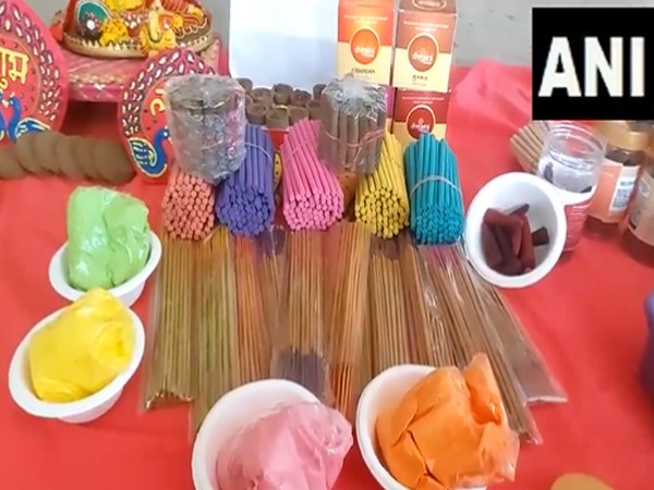 Different types of incense sticks and gulal prepared from flowers (Photo/ANI)