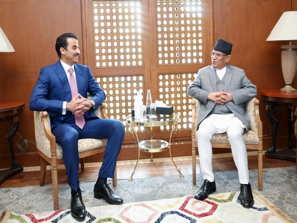 Nepali PM Pushpa Kamal Dahal with Amir of Qatar Sheikh Tamim bin Hamad Al-Thani (Photo/ANI)