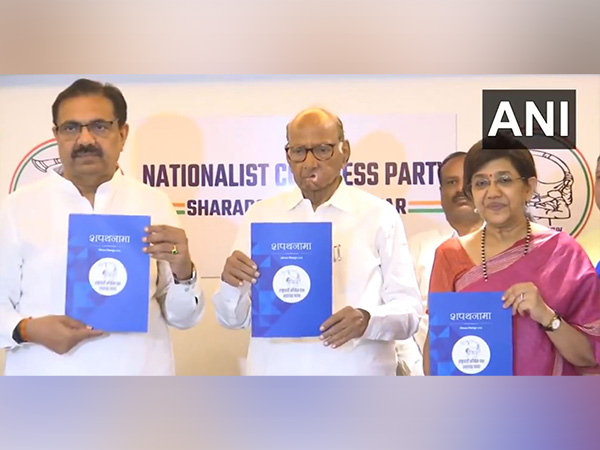 NCP (SCP) president Sharad Pawar releases manifesto (Photo/ANI)
