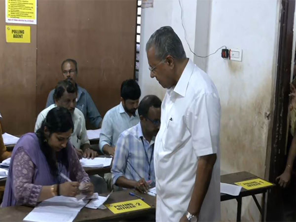 Kerala Chief Minister Pinarayi Vijayan at polling booth (Photo/ANI)